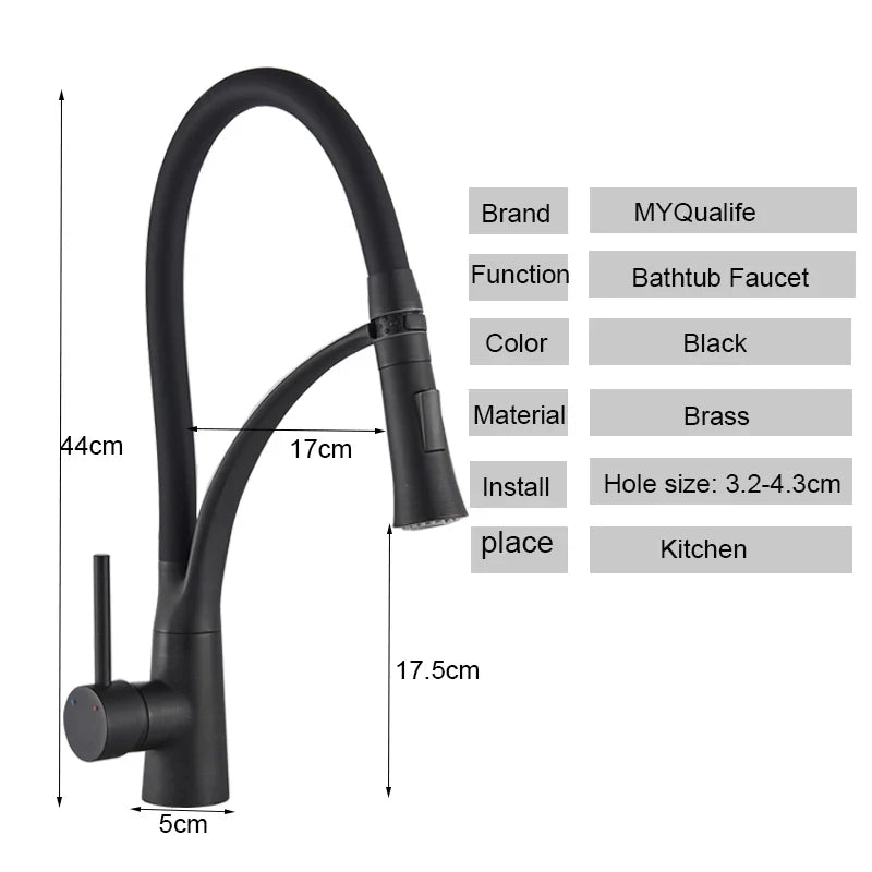 Afralia™ Matte Black Kitchen Sink Faucet Pull Down Swivel Spout Deck Mounted Mixer