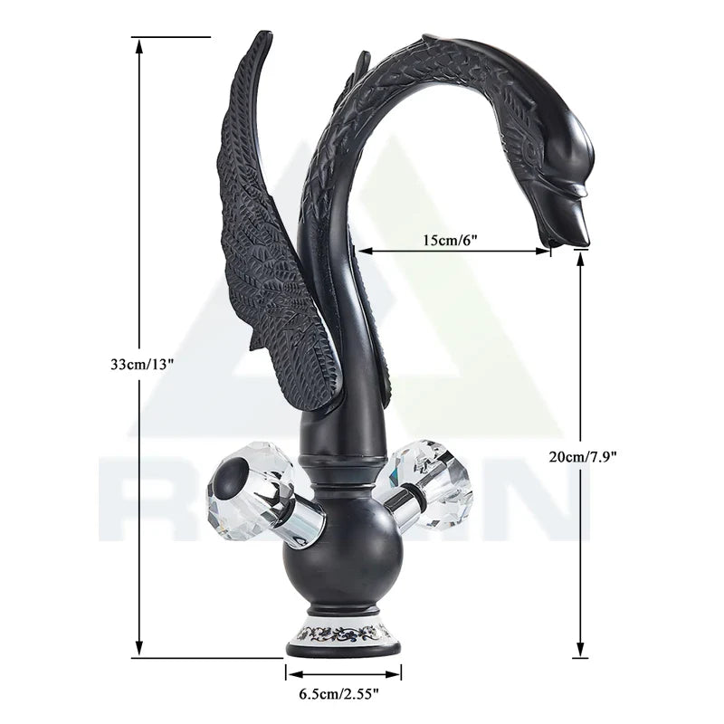 Afralia™ Golden Swan Basin Faucet: Solid Brass, Deck Mount, Dual Handle Mixer Tap
