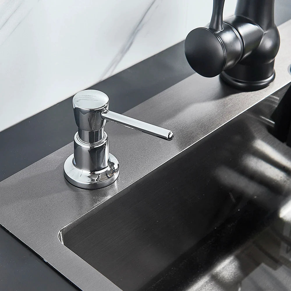 Afralia™ Matte Black Stainless Steel Kitchen Soap Dispenser 250ML - Deck Mount