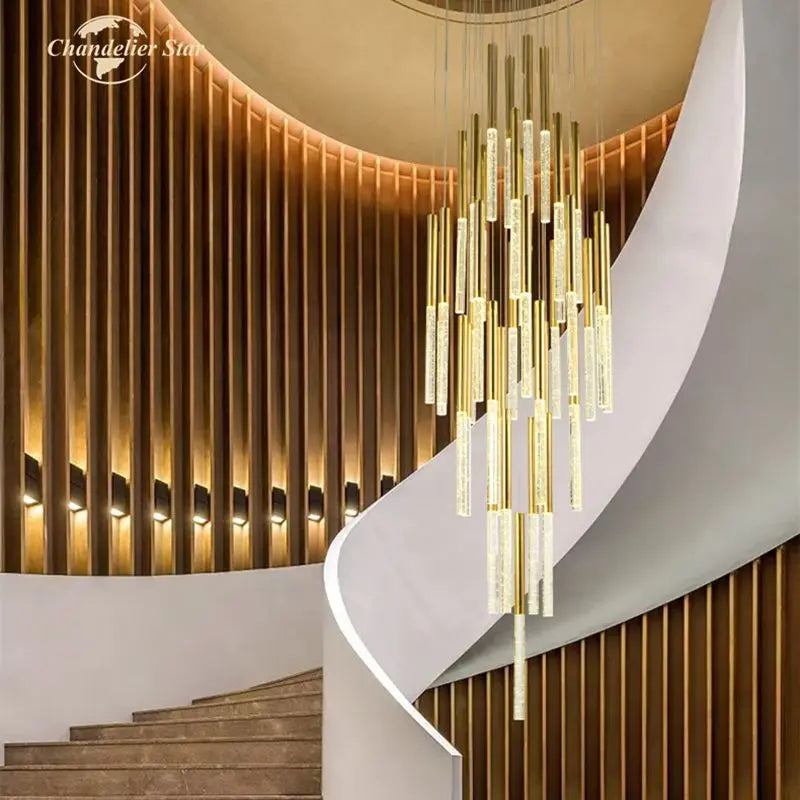 Afralia™ Modern Gold Bubble Crystal LED Chandelier for Bedroom Living Room Staircase