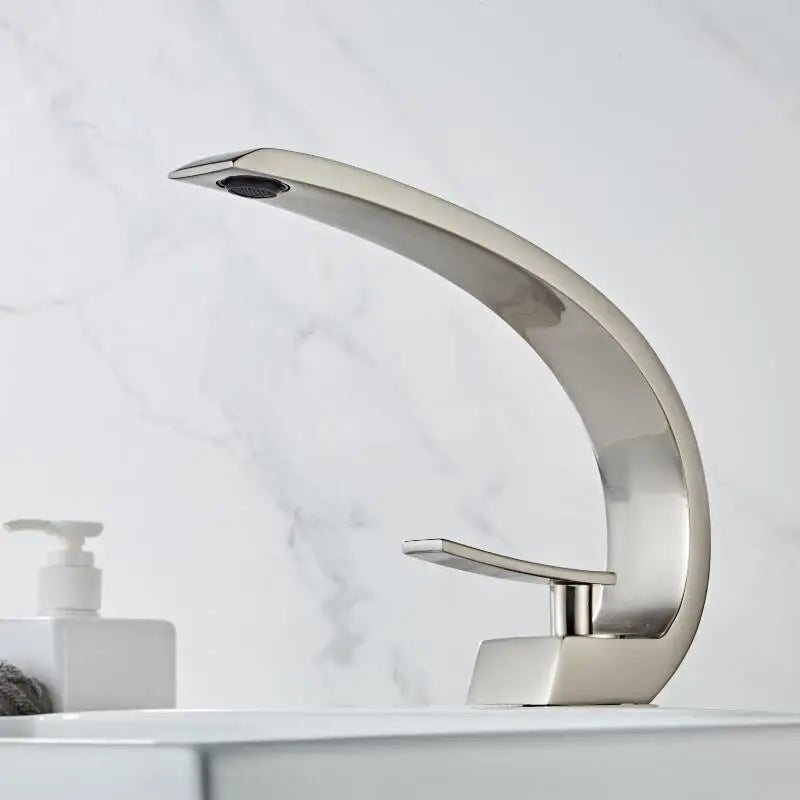 Afralia™ Modern Basin Mixer Tap: Nickel/Black/Gold Finish, Single Handle Waterfall Faucet