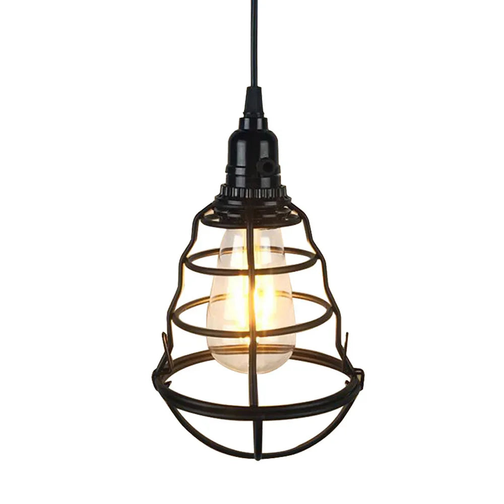 Afralia™ Black Metal Chandelier with E27 Edison Bulb Socket for Kitchen, Restaurant, Cafe