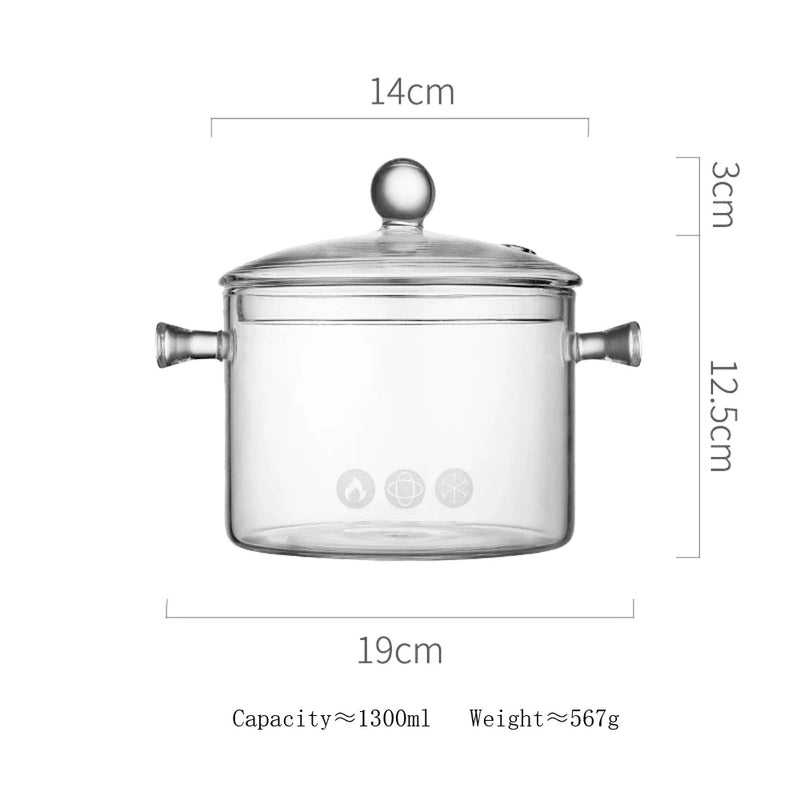 Afralia™ Glass Cooking Pot - Heat-Resistant Stove Pot for Boiling Water, Cooking Noodles, and Making Soup