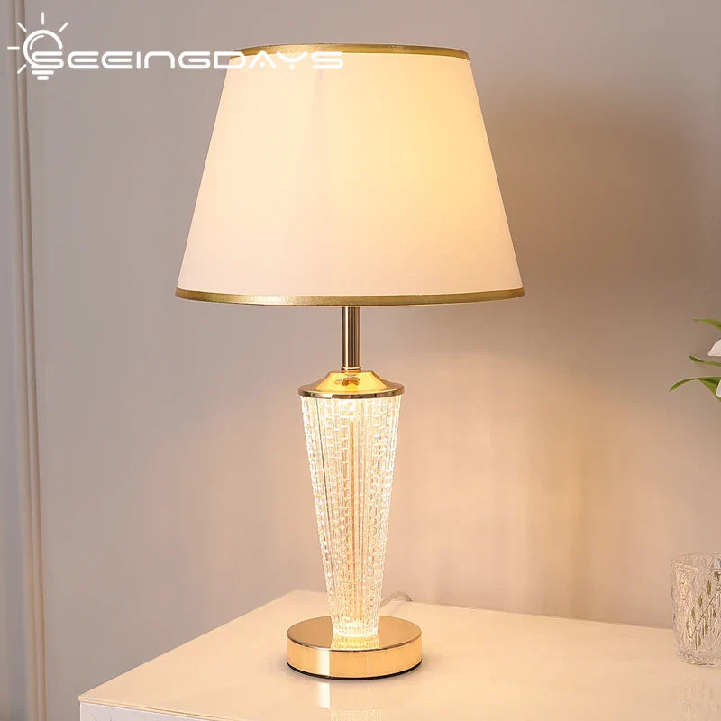 Afralia™ Modern Glass Table Lamp for Living Room Bedroom Study