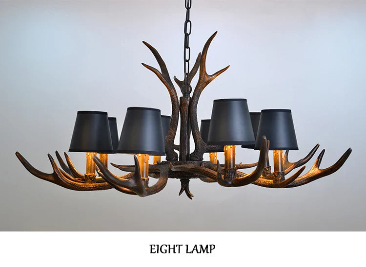 Afralia™ Retro Antlers LED Chandelier Table Dining Room Kitchen Interior Lighting Fixture