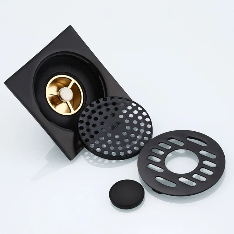 Afralia™ Matte Black Square Floor Drain 10*10cm for Bathroom, Kitchen, Balcony