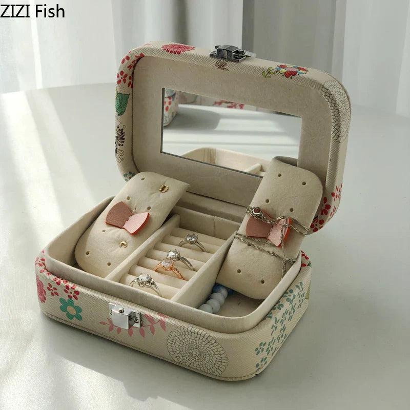 Afralia™ Owl Makeup Box with Mirror & Jewelry Organizer