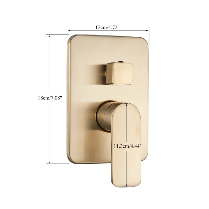 Afralia™ Brushed Gold Shower Mixer: Wall Mount Rainfall Head, Hand Shower, Rotate Tub Spout