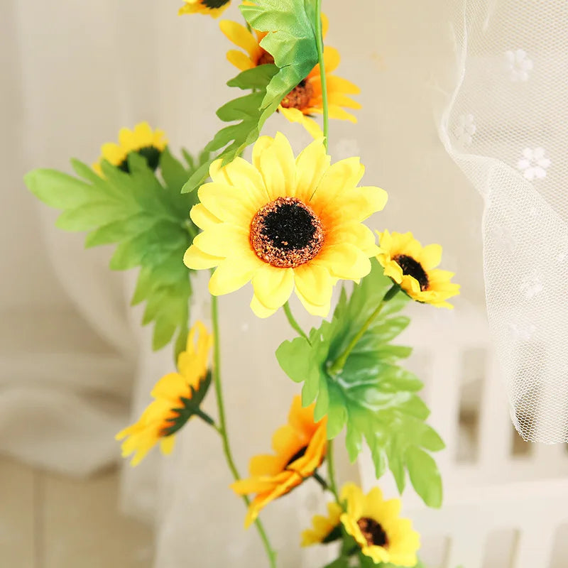 Afralia™ Sunflower Rattan Silk Flower Air Conditioning Pipe Decoration