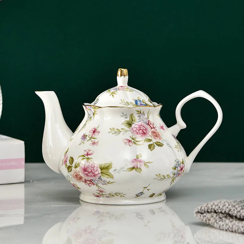 Afralia™ European Bone China Teapot - High-Grade Porcelain Coffee Pot & Tea Set