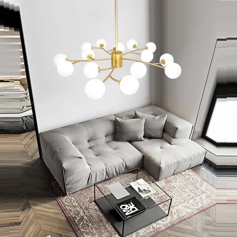 Afralia™ Black Glass Ball Molecule Chandelier - Nordic Luxury Design