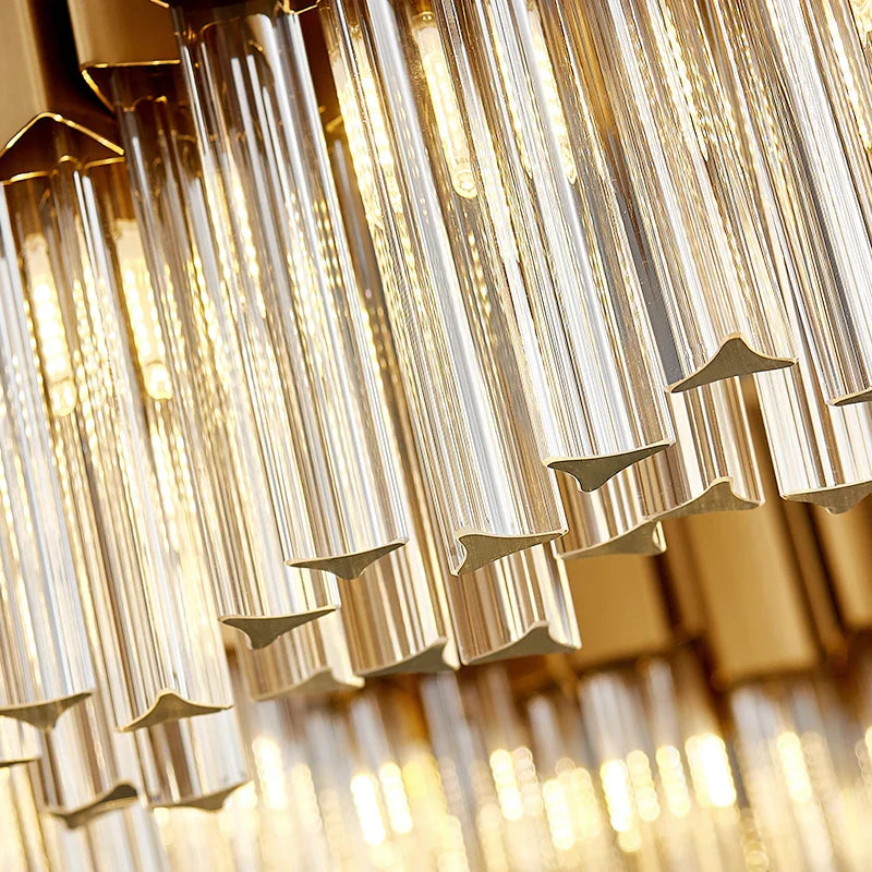 Afralia™ Golden Stainless Steel Crystal Chandelier for Elegant Foyer Lighting