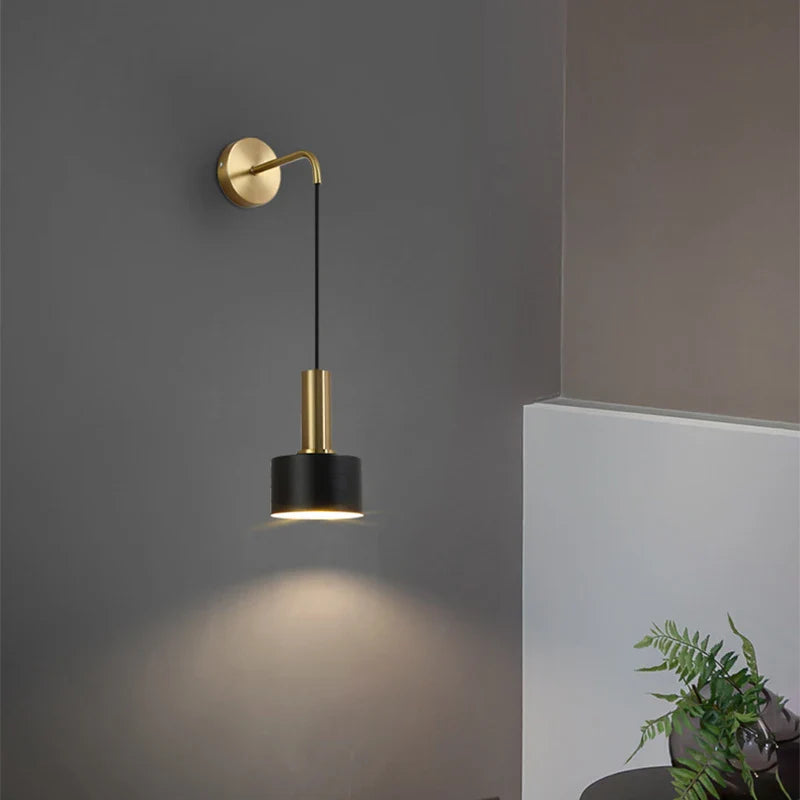 Afralia™ Modern Black Gold Adjustable Wall Lamp Sconce for Indoor Reading E27