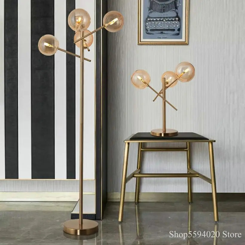 Afralia™ Glass Bubble Ball LED Floor Lamp Post-modern Nordic Magic Bean Design