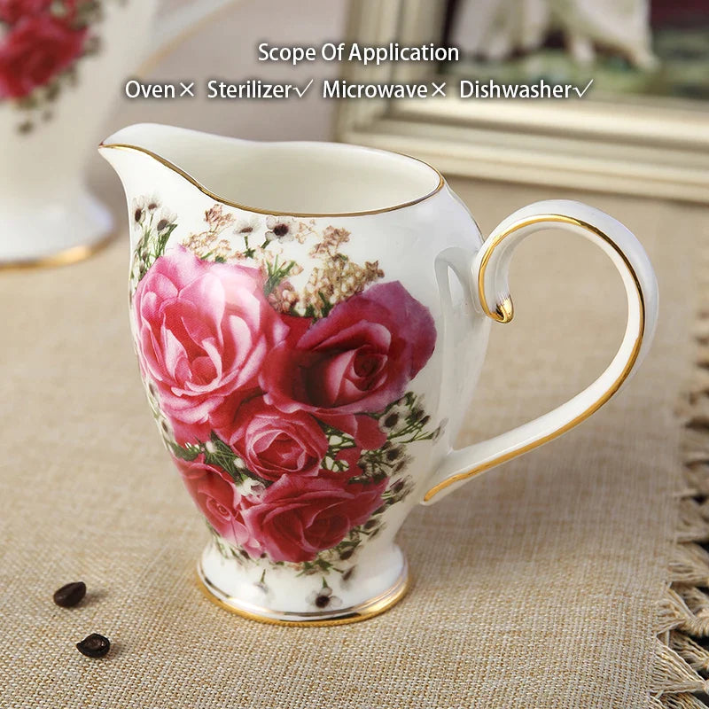 Afralia™ Bone China Tea Set: Cup, Saucer, Mug, Sugar Pot, Jug, Teapot