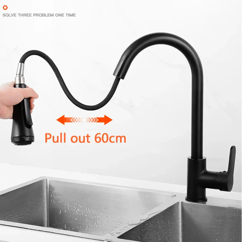 Afralia™ Pull-Out Kitchen Faucet | 4 Water Modes | 360° Rotation & 3 Colors