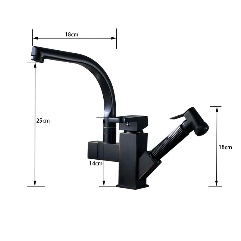 Afralia™ Matte Black LED Kitchen Faucet Swivel Spout High Pressure Sprayer 360° Rotation