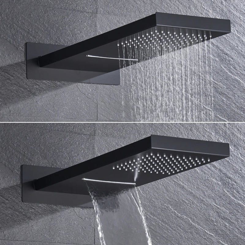 Afralia™ Black Thermostatic Waterfall Rainfall Shower Faucet with Handshower