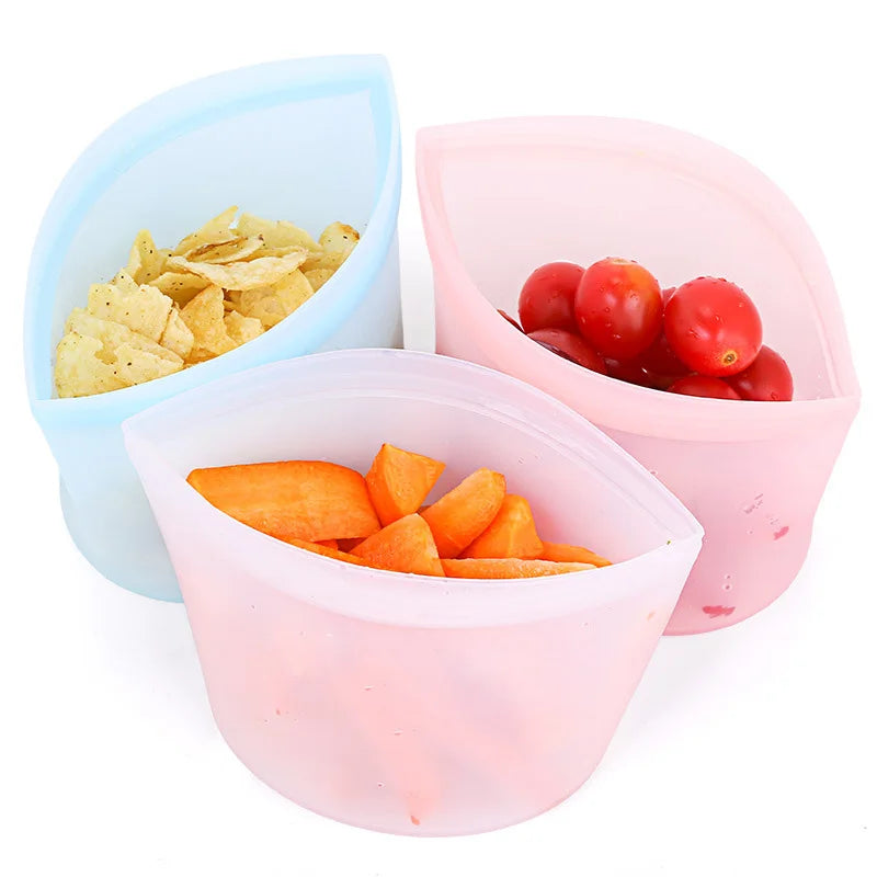 Afralia™ Silicone Food Zip Bag | Reusable Fresh-keeping Bag for Fruit & Vegetables