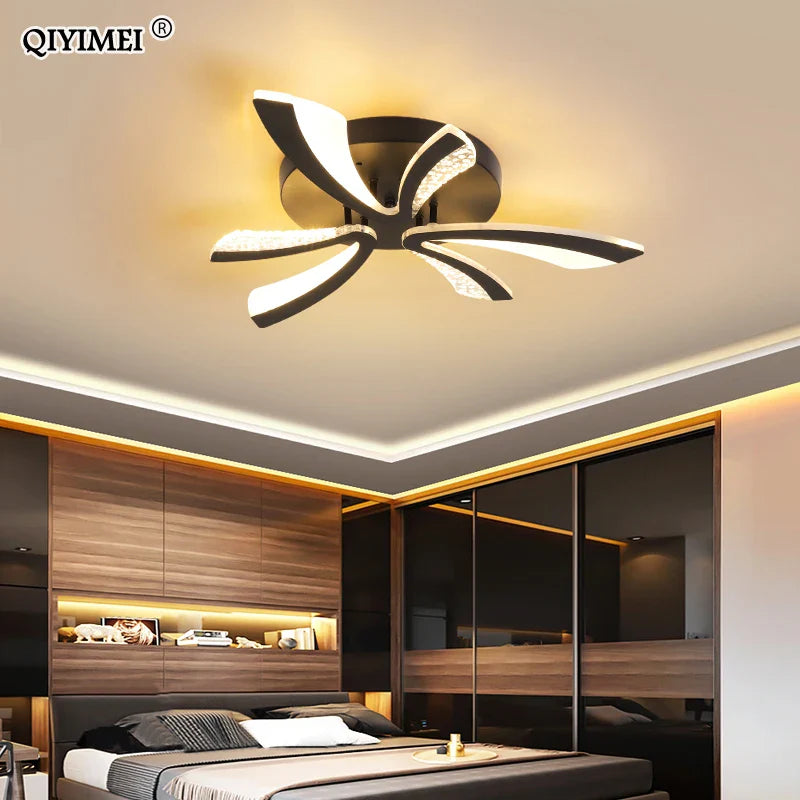 Afralia™ LED Ceiling Chandelier Lights for Living Room Bedroom Dining Study White Black