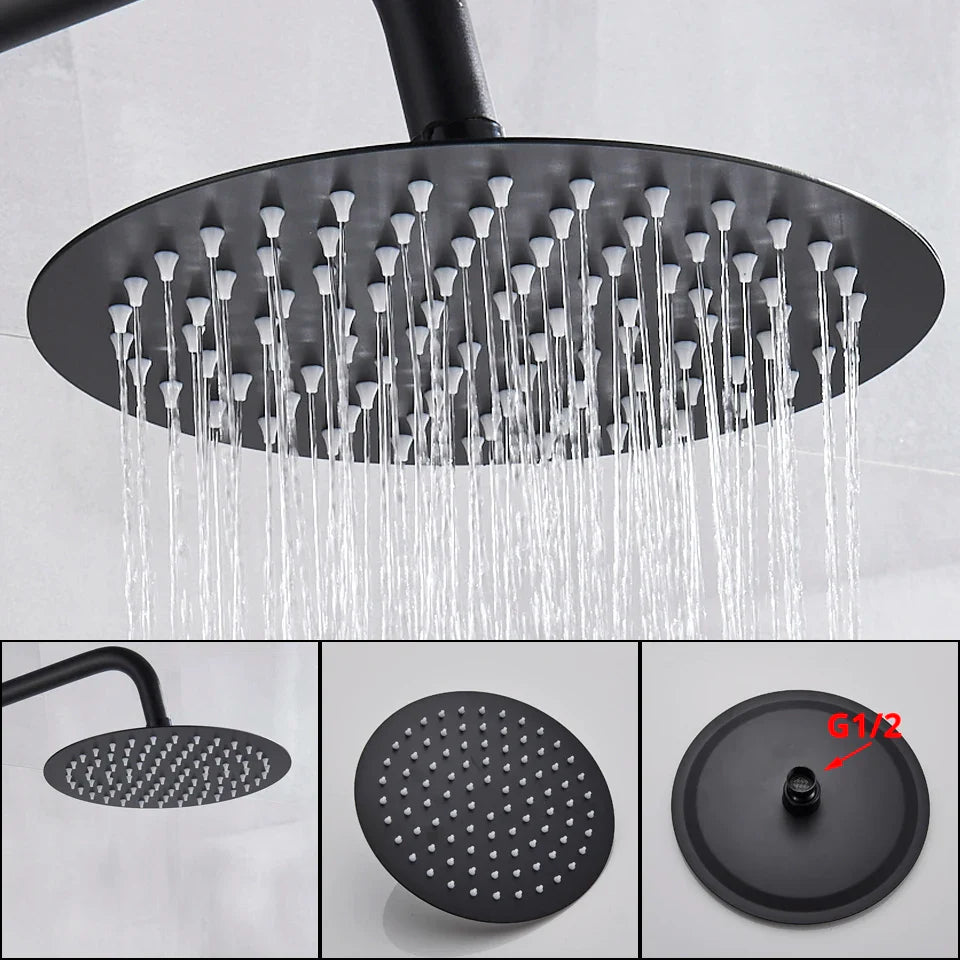 Afralia™ Chrome Thermostatic Shower Set with Rain Shower Head