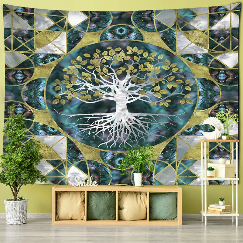 Afralia™ Psychedelic Tree of Life Cloth Tapestry Bohemian Wall Hanging Home Decor