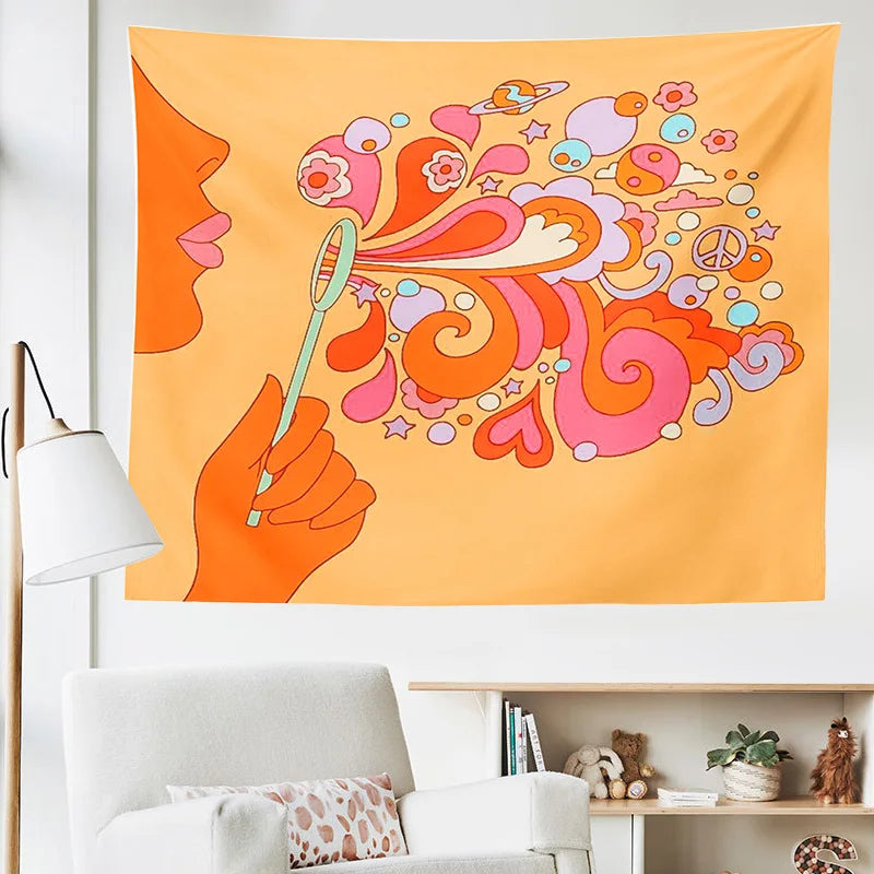 Afralia™ Colorful Bubbles Tapestry Wall Hanging - Retro 80s Aesthetic Home Decor