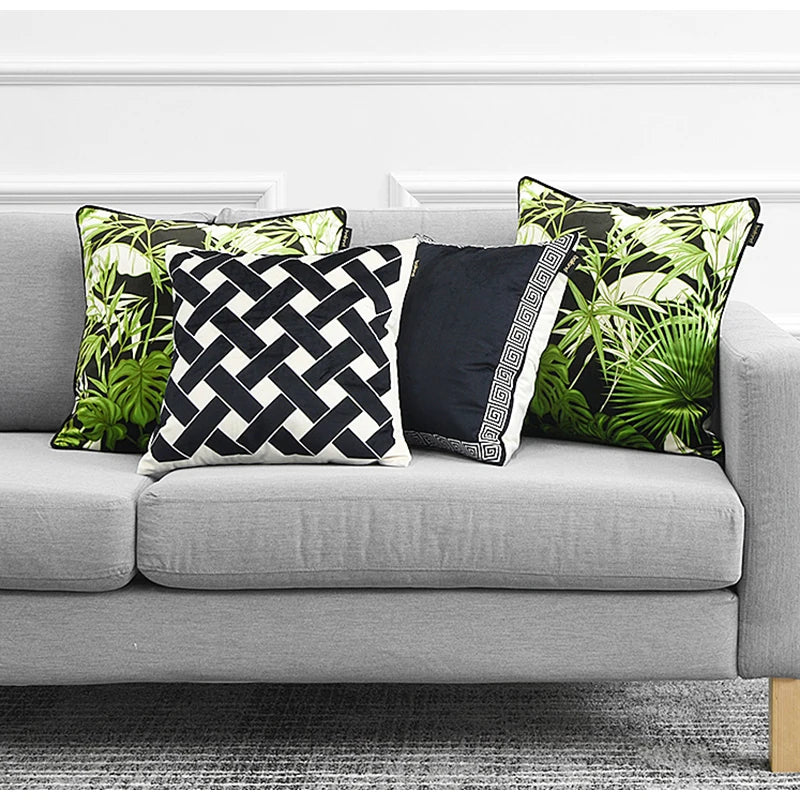 Afralia™ Intersecting Geometric Velvet Printed Cushion Cover - Modern Nordic Sofa Decor 50x50cm