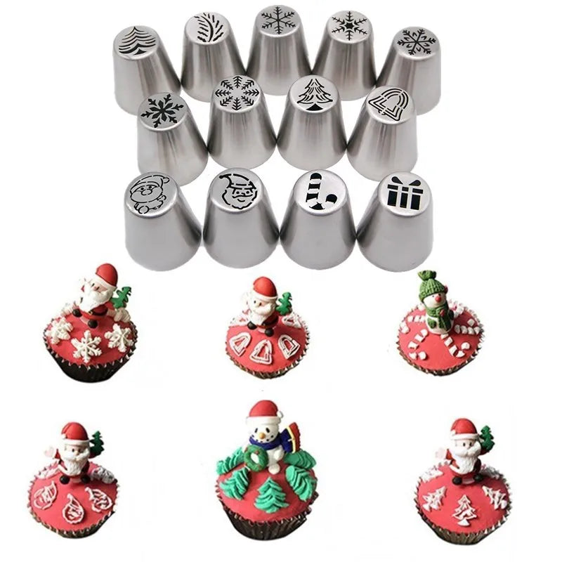 Afralia™ Rose Icing Nozzles Set - Christmas Series Pastry Decorating Tools