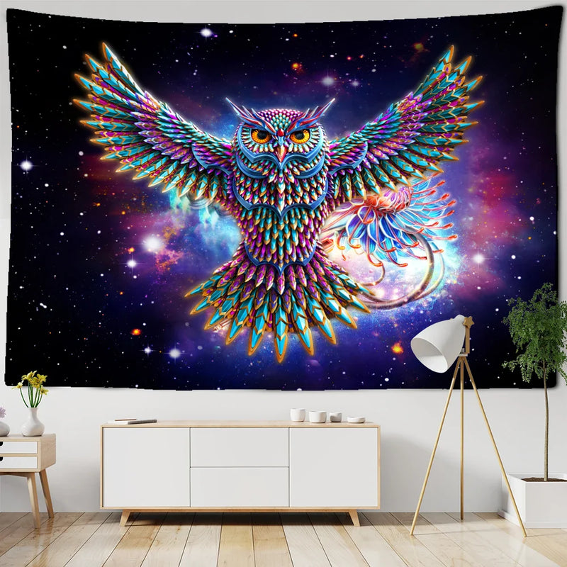 Afralia™ Psychedelic Owl Tapestry Wall Hanging for Colorful Hippie Bohemian Home Decor