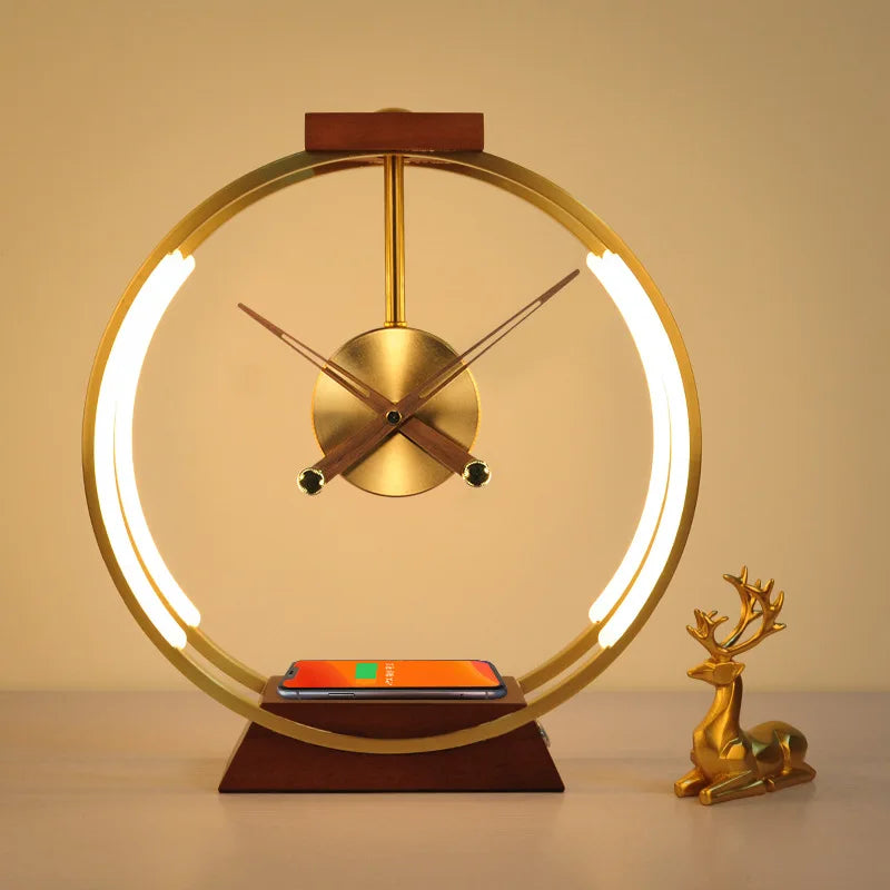 Afralia™ Nordic Luxury Solid Wood Table Clocks - Minimalist Gold Desk Decor
