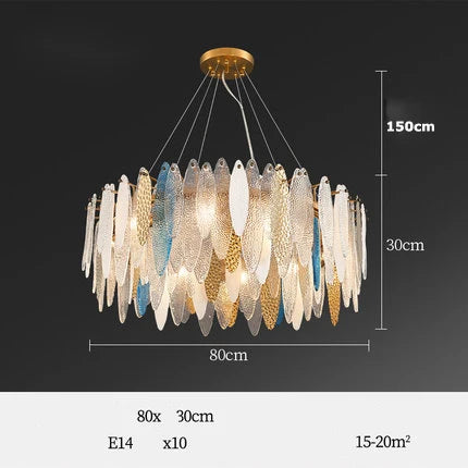 Afralia™ Art Deco Glass Iron LED Chandelier for Dinning Room