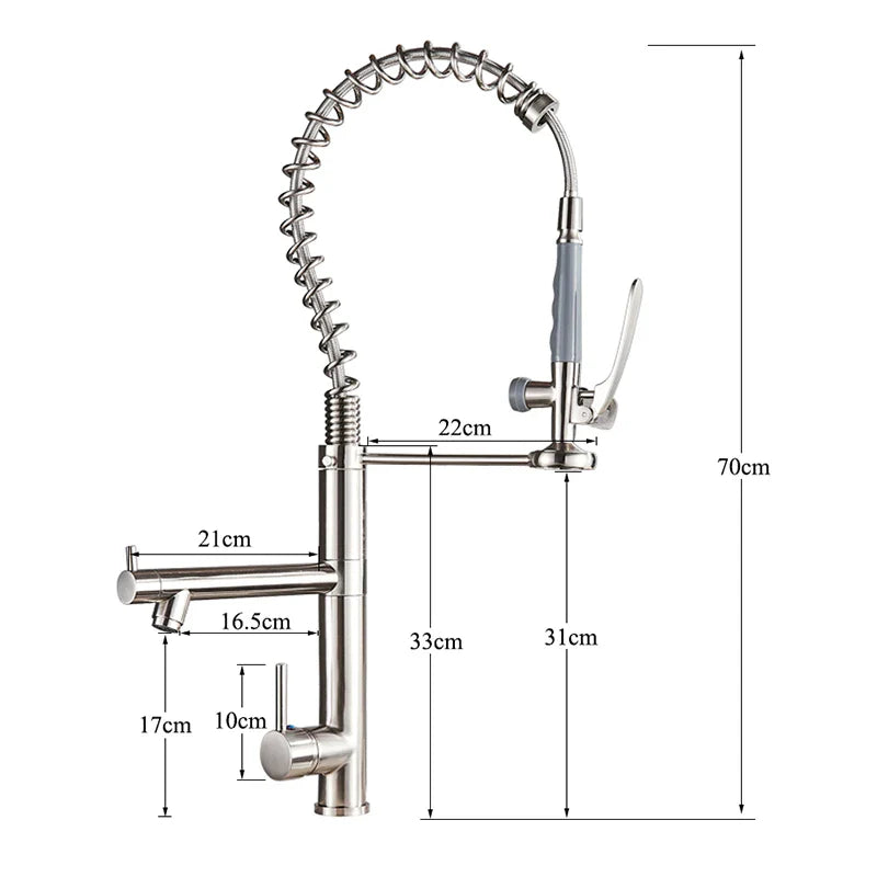 Afralia™ Chrome Spring Pull Down Kitchen Faucet with Hands-Free Sprayer Head