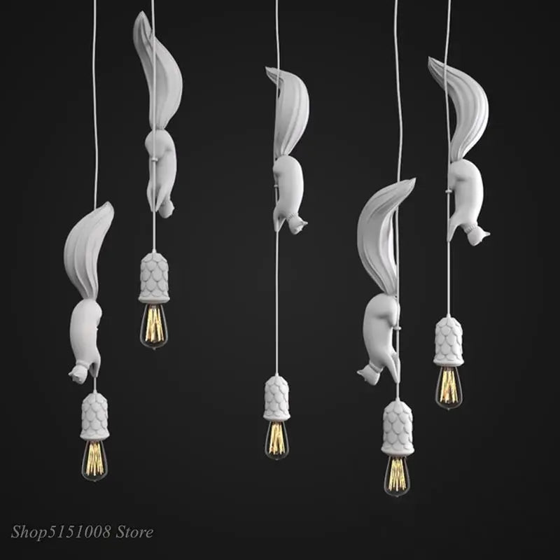 Afralia™ Squirrel Resin Pendant Light with LED for Modern Industrial Decor