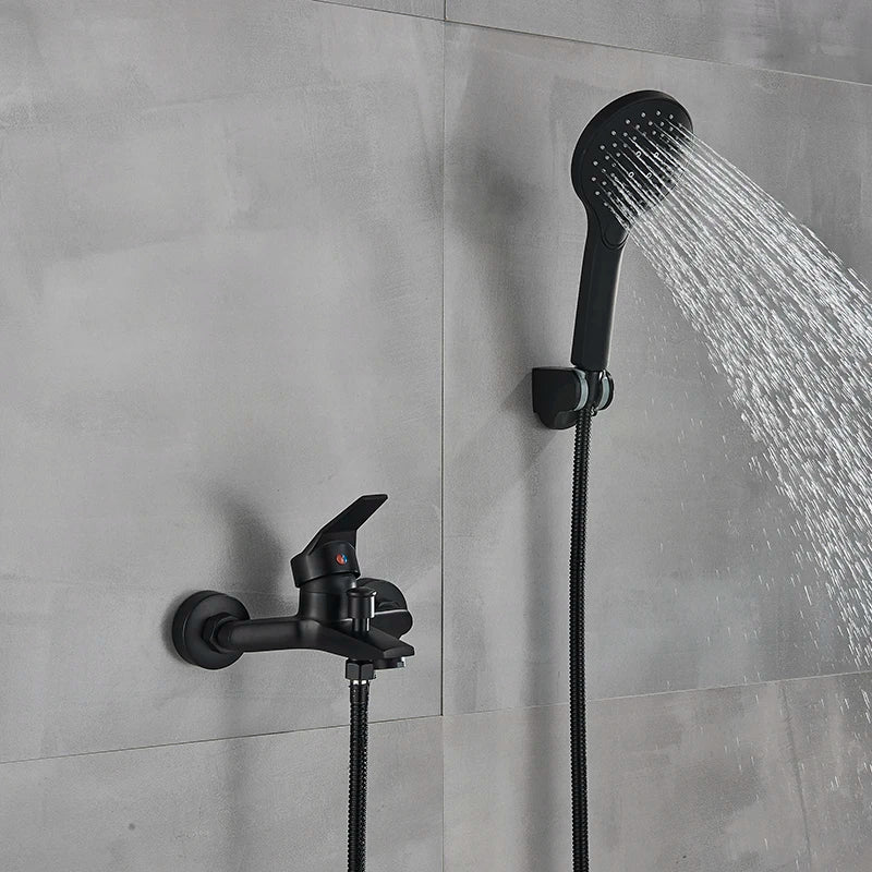 Afralia™ Matte Black 2-Function Wall Mount Bathtub & Shower Faucet