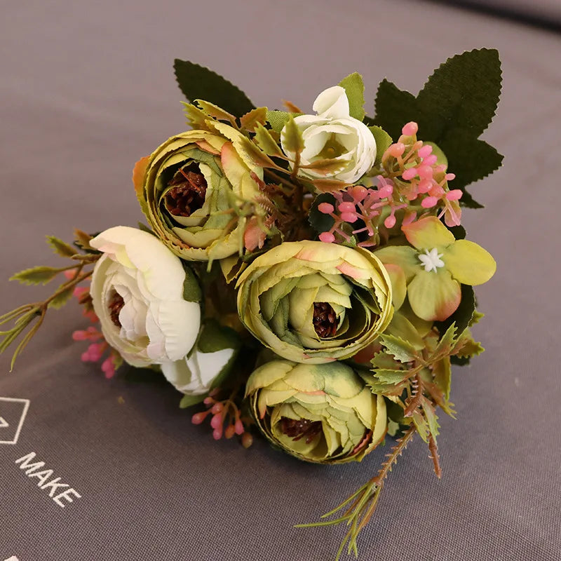 Afralia™ Peony Tea Rose Silk Flowers for Home Garden Wedding Décor