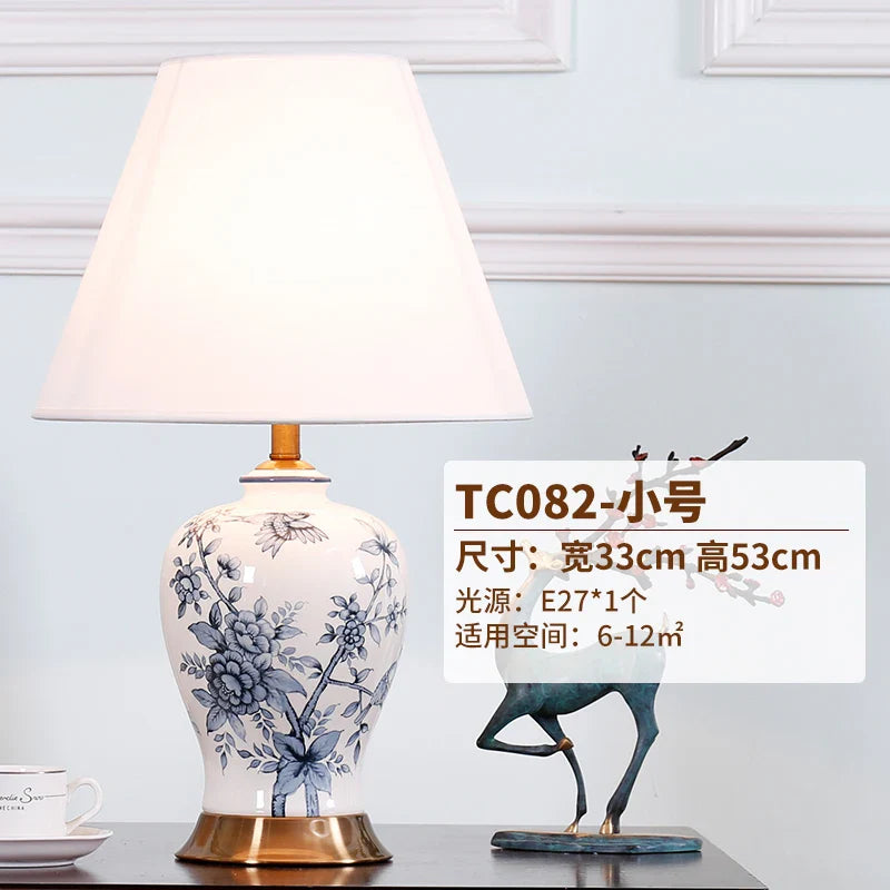Afralia™ Blue White Porcelain Table Lamp: Classical Luxury Vintage Bedside Light
