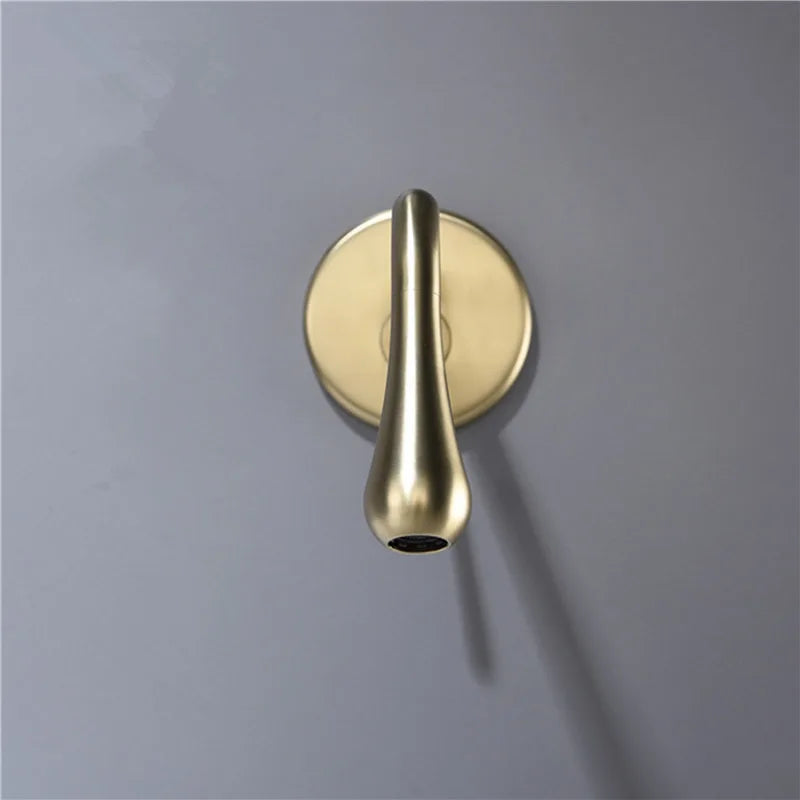 Afralia™ Brushed Gold Basin Faucet, Hot & Cold Mixer Tap, In-Wall Water Drop Faucet