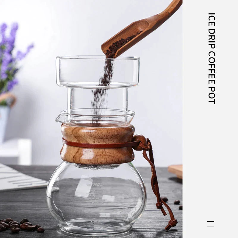 Afralia™ Glass Coffee Kettle Dripper Pot Cold Brew Ice Dripper 400ml Coffee Maker