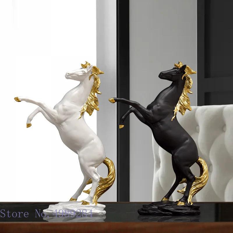 Afralia™ Golden Horse Animal Sculpture for Home Decor and Office Desk crafted Figurine