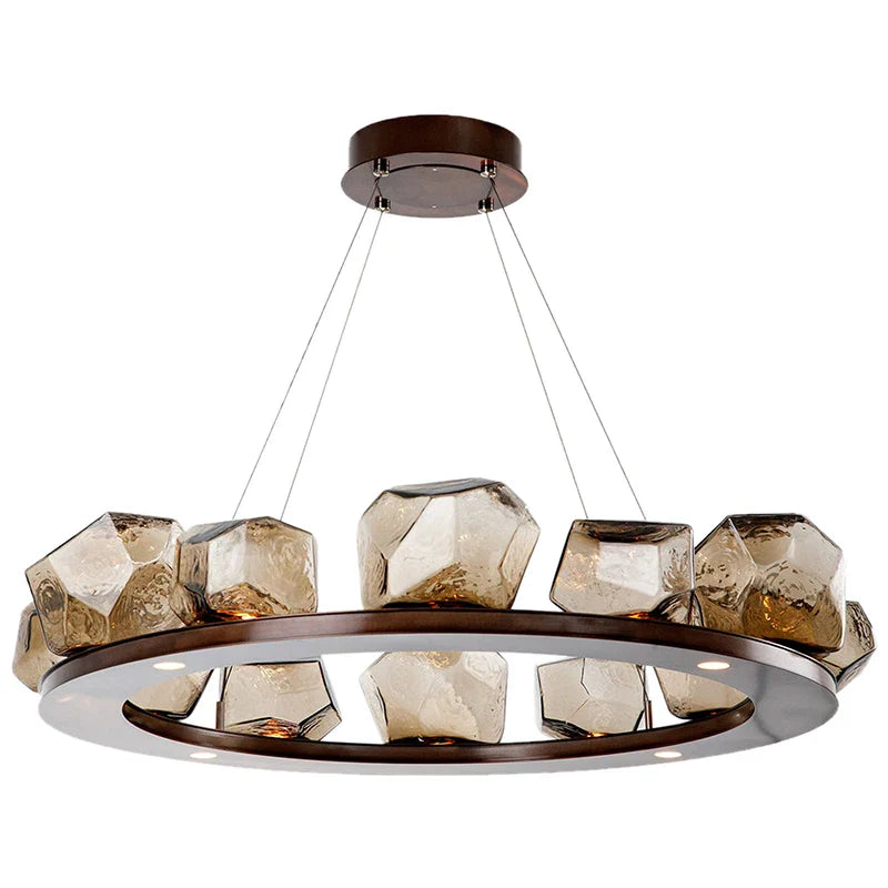 Afralia™ Stone Design G4 LED Round Chandelier for Modern Foyer Lighting