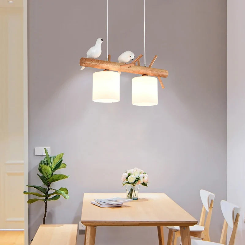 Afralia™ Nordic Wood LED Pendant Chandelier for Dining Room, Bedroom & Living Room