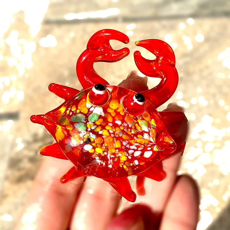 Afralia™ Crab Glass Figurines: Handblown Art Animals Collectible Sculpture Ornaments