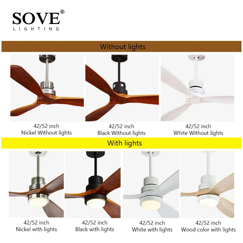 Afralia™ Wood Ceiling Fan with Remote Control, Modern Bedroom Wooden Fan Light Fixture