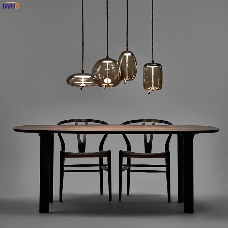 Afralia™ Nordic Glass LED Pendant Light Fixture Modern Living Room Hanging Lamp