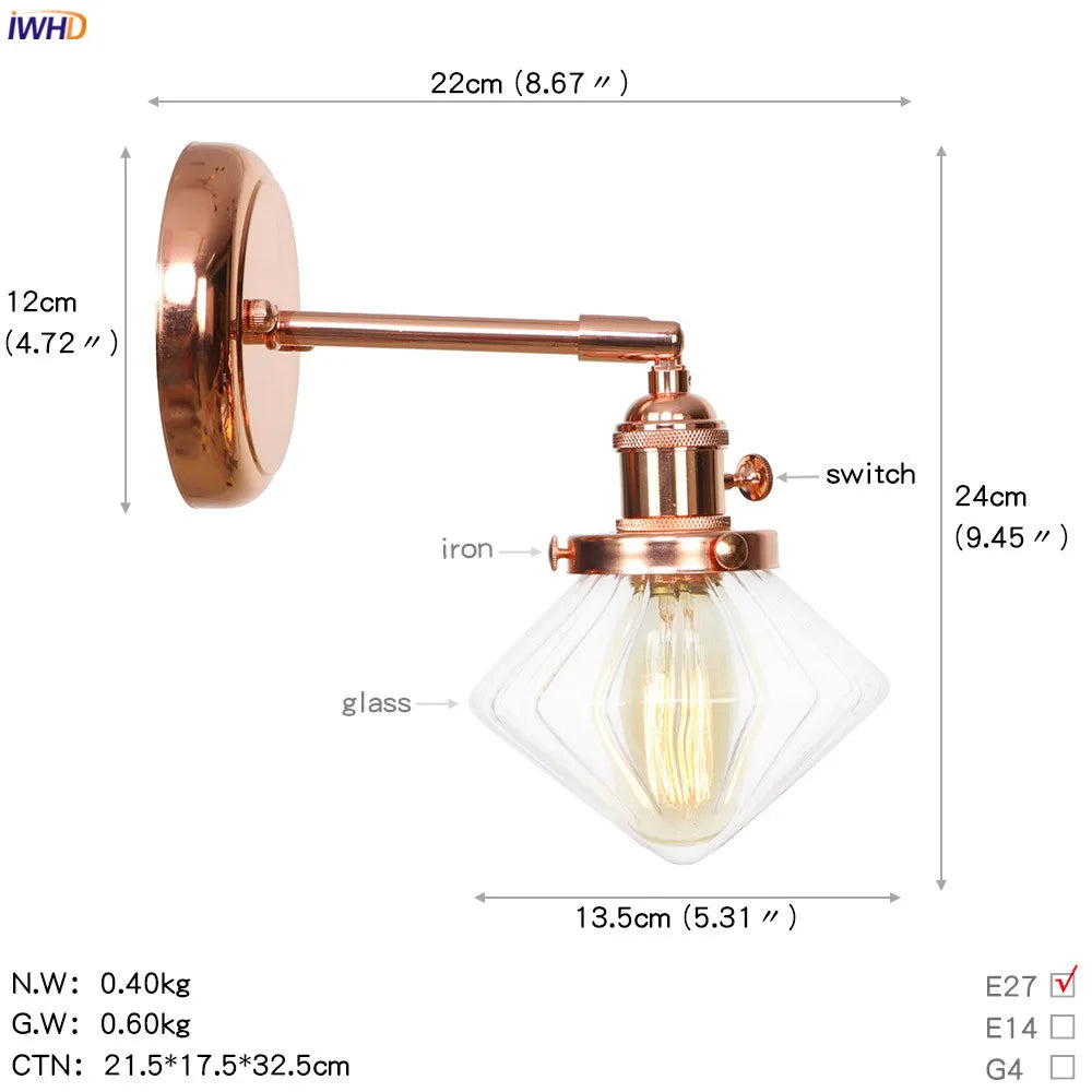 Afralia™ White Ceramic LED Wall Sconce Switch Rose Gold Bedroom Stair Mirror Light