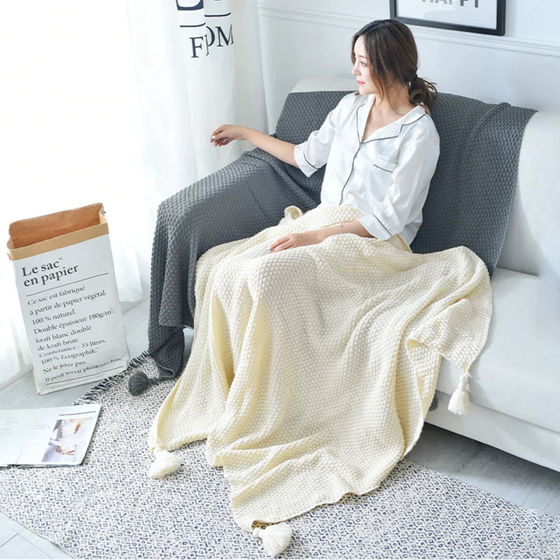 Afralia™ Knitted Woolen Ball Blanket - Super Warm Cozy Sofa Throw Blanket