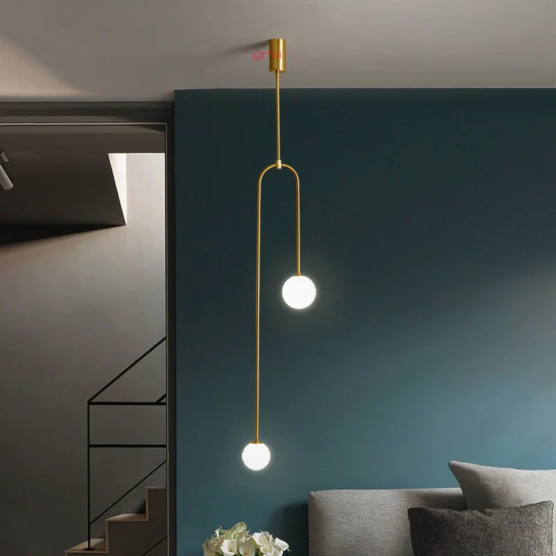 Afralia™ Nordic Glass Ball Pendant Light Brass Luminaire