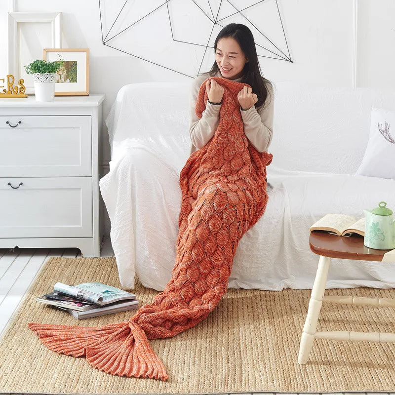 Afralia™ Perlage Mermaid Tail Blanket - Soft Knitted Blanket for Adults & Kids