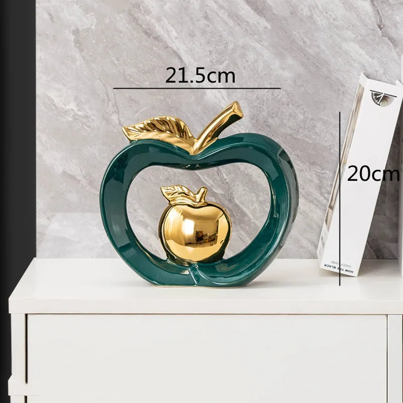 Afralia™ Apple Hollow Golden Ceramic Art Crafts Candy Jar Storage Home Decor